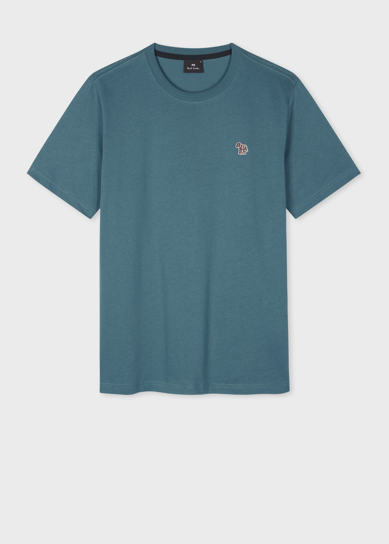Teal Blue Organic Cotton Zebra Logo T-Shirt 1
