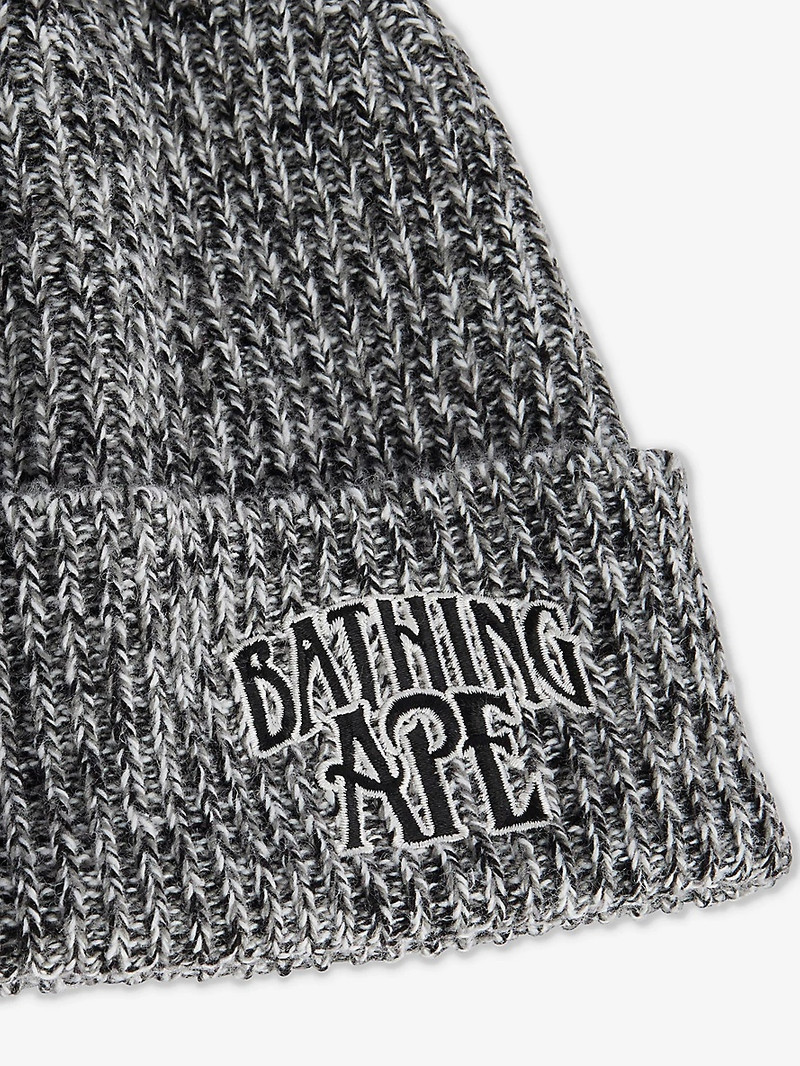 A BATHING APE® Brand-Embroidered Ribbed-Knit Cotton Beanie outlook