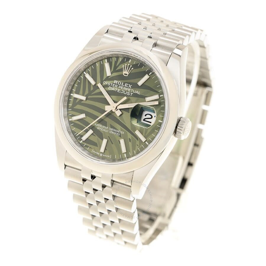 Rolex Datejust 36 Automatic Olive Green Palm Ladies Watch 126200GNSPLMJ - 4