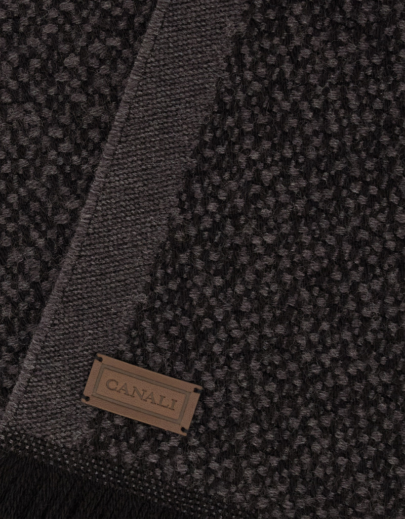 GRAY PURE VIRGIN WOOL MICRO-STRUCTURED SCARF 3