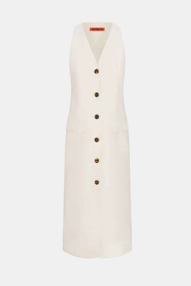 Zapata Linen Midi Dress in Chalk 1