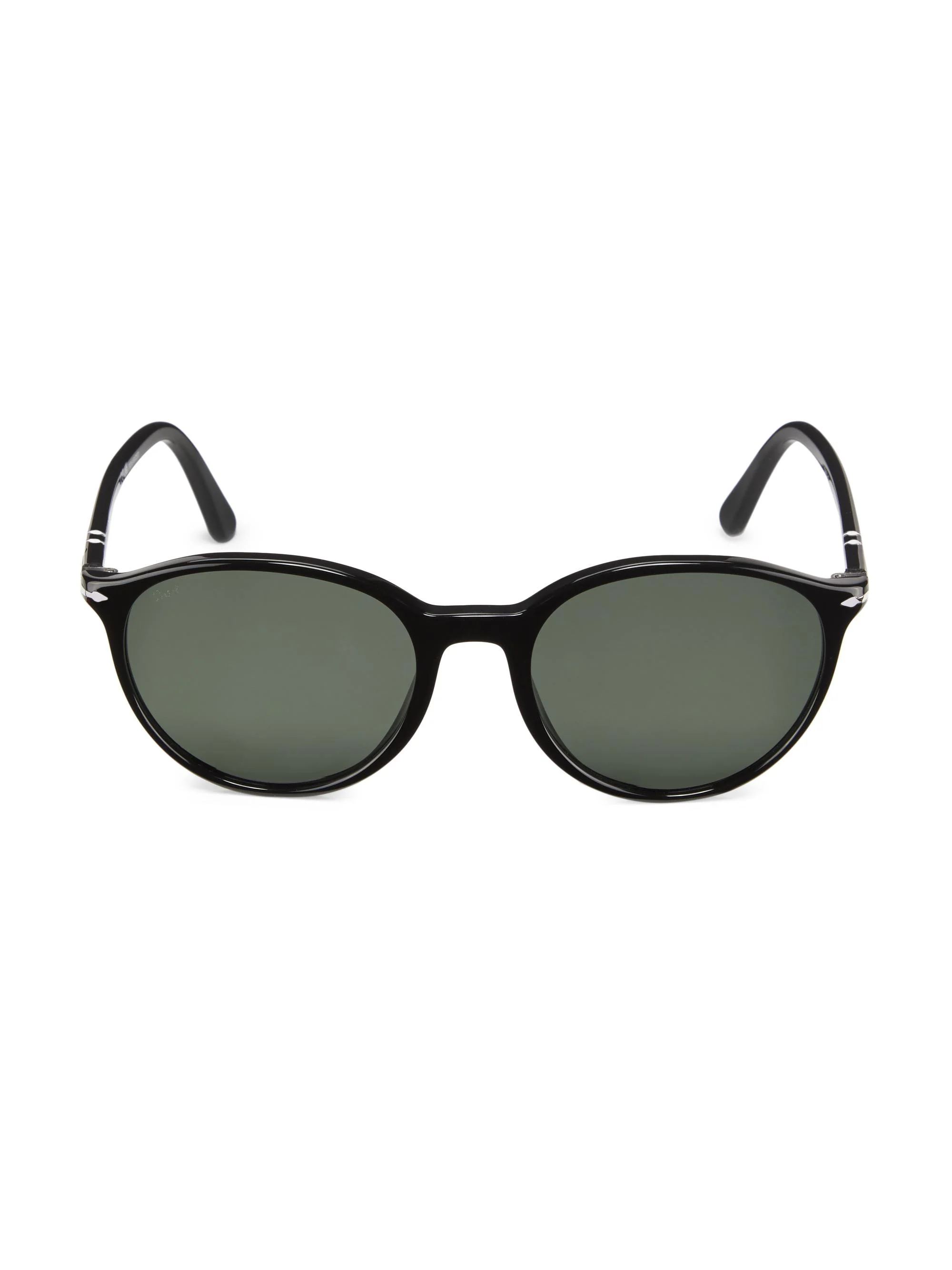Men's 56MM Round Sunglasses - Black Dark Green - 1