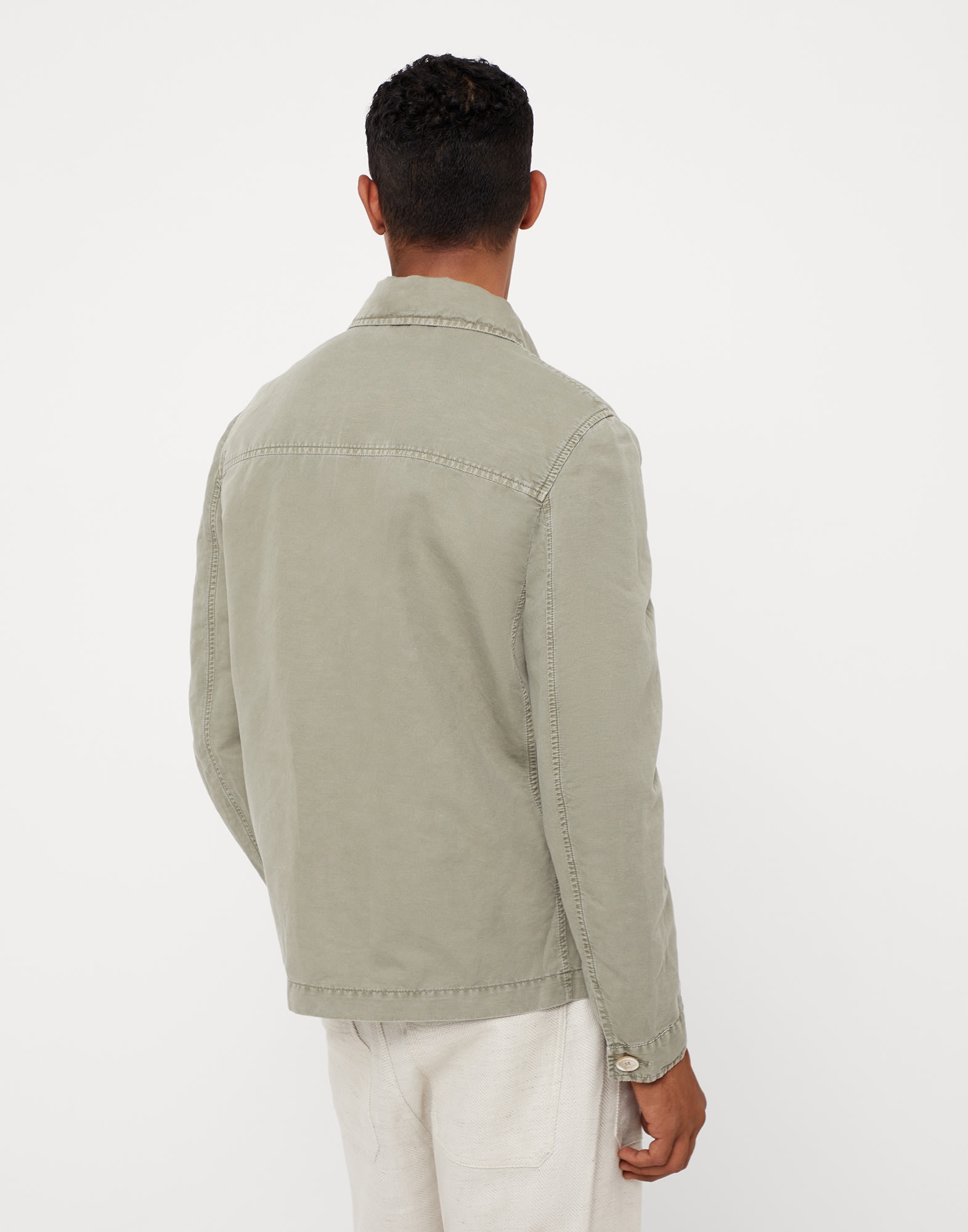 Garment-dyed overshirt in twisted linen and cotton gabardine - 2