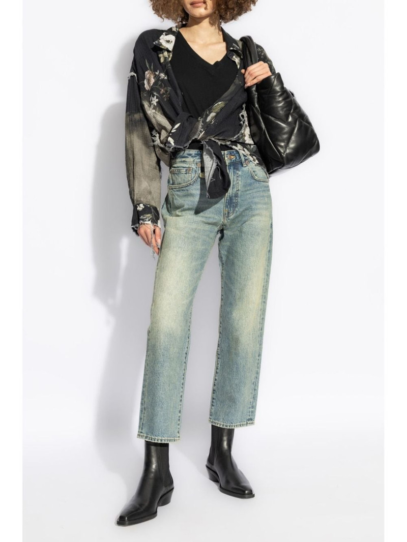 R13 logo-appliquÃ© straight jeans outlook