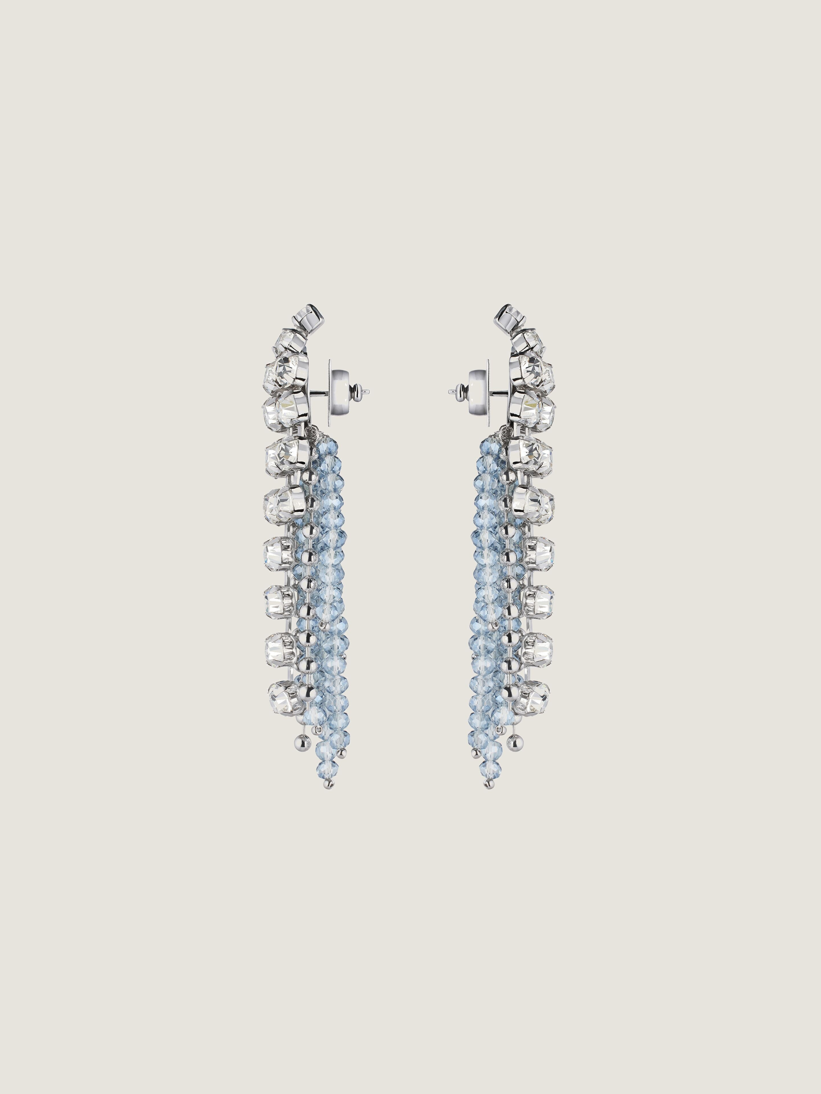 CRYSTAL BOW EARRINGS IN METAL WITH CRYSTALS AND PEARLS - 3