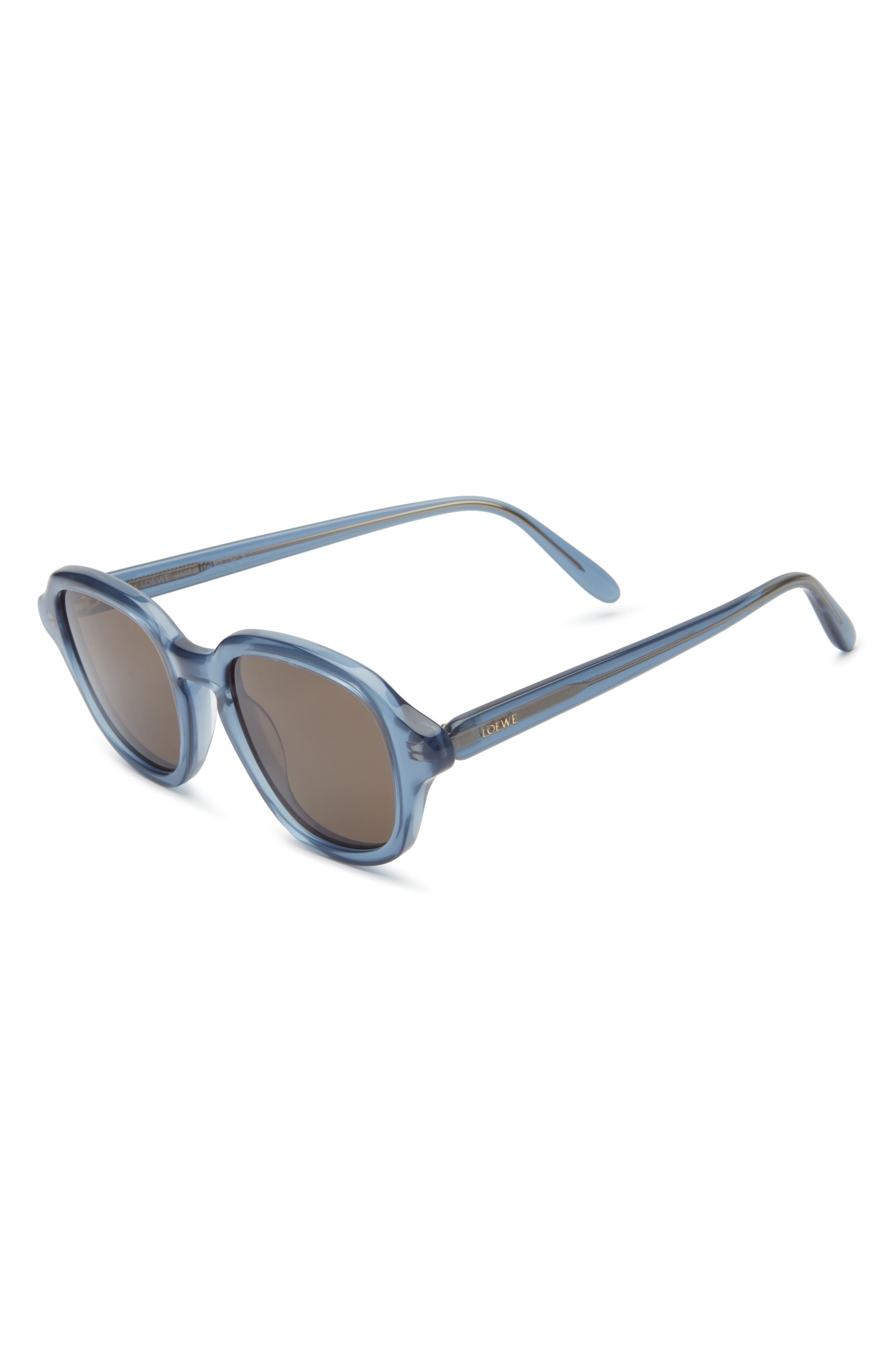 Loewe Slim Round Sunglasses in Shiny Light Blue /Brown at Nordstrom - 2