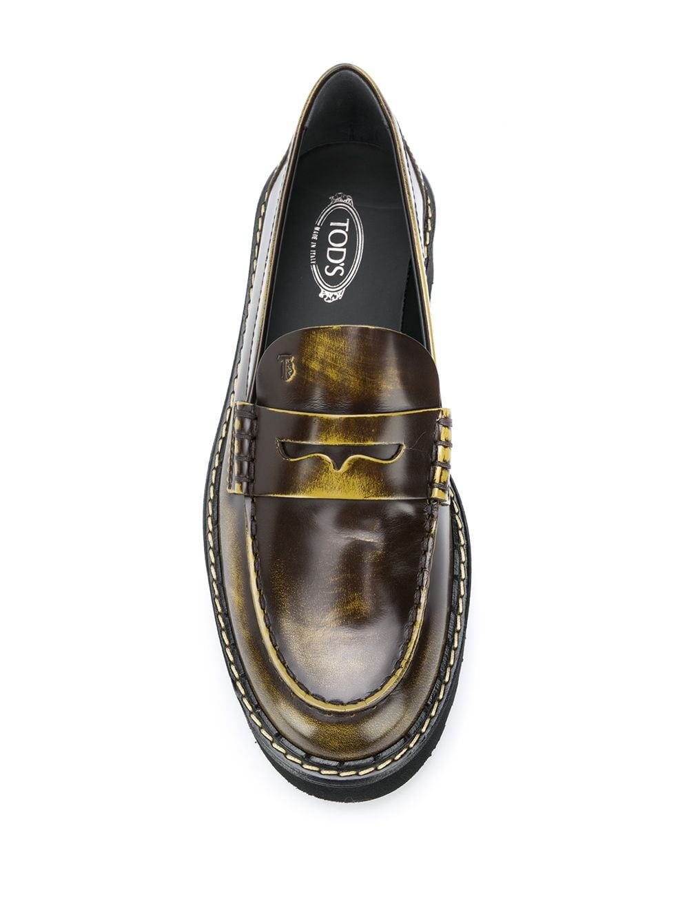 bleached effect leather loafers - 4