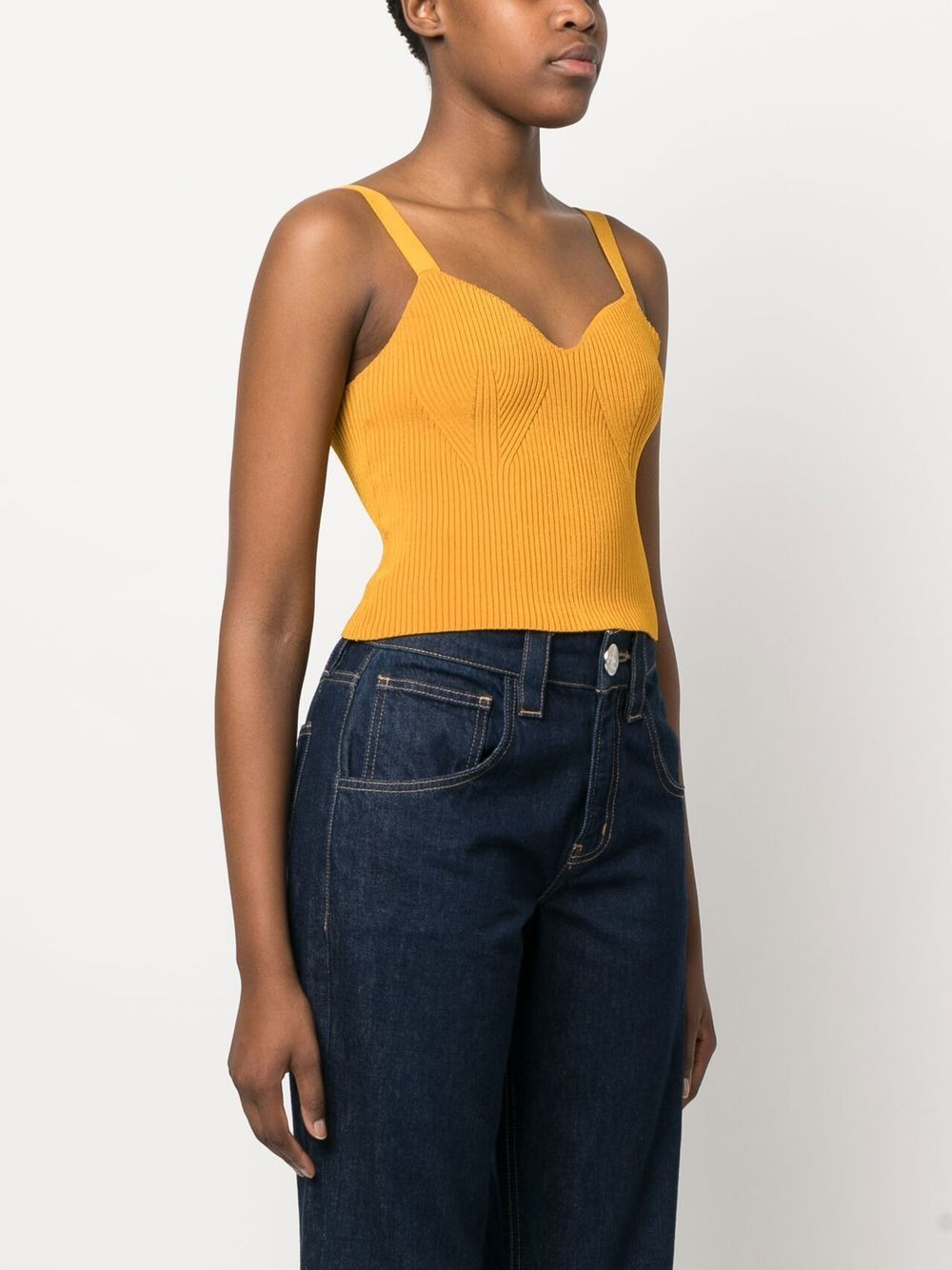 ribbed-knit bralette top - 3