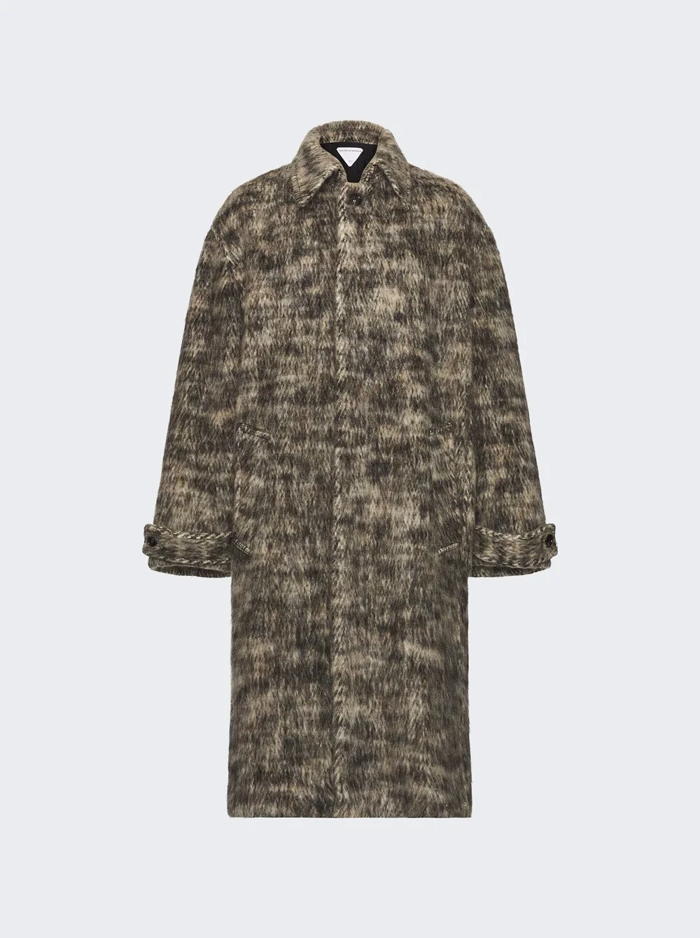 Brushed Melange Wool Coat Beige And Black - 1