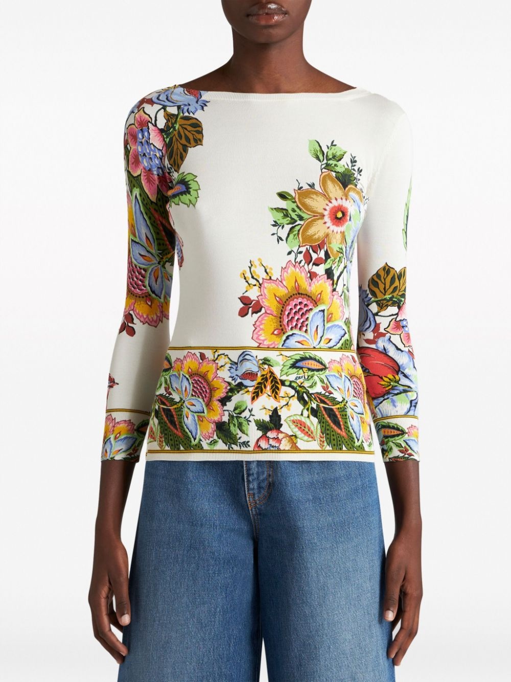 floral-print silk blend jumper - 2