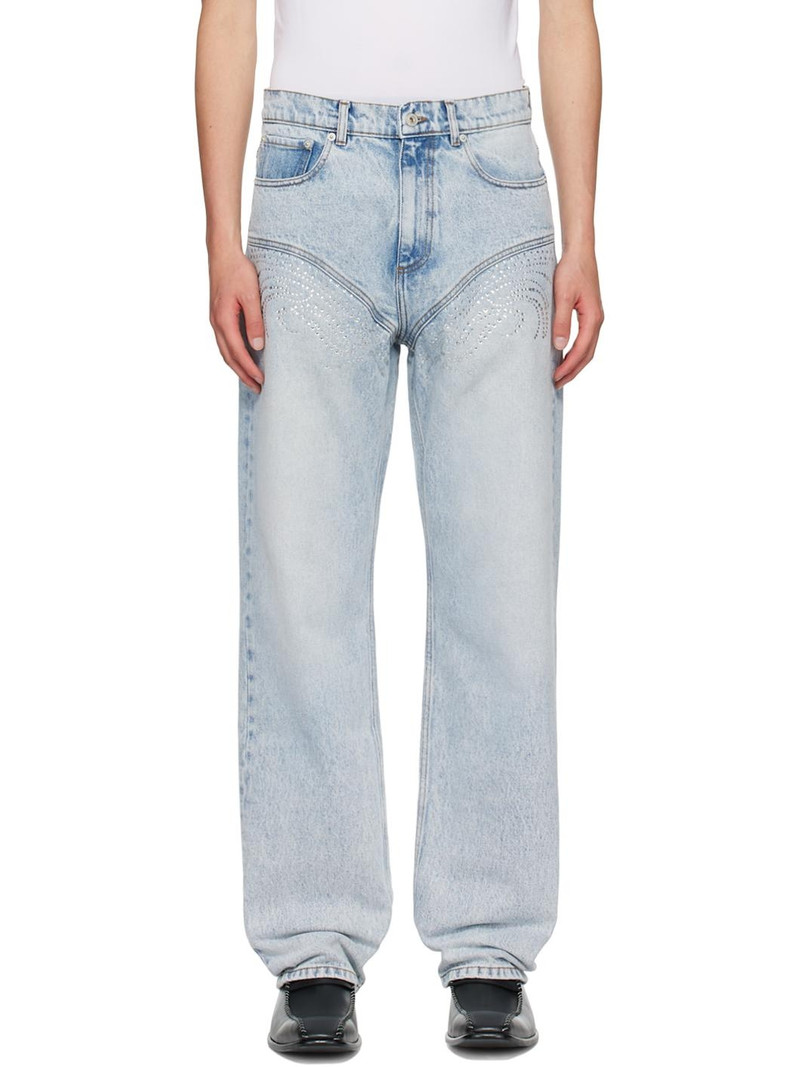 SSENSE Exclusive Blue Crystal Jeans 1