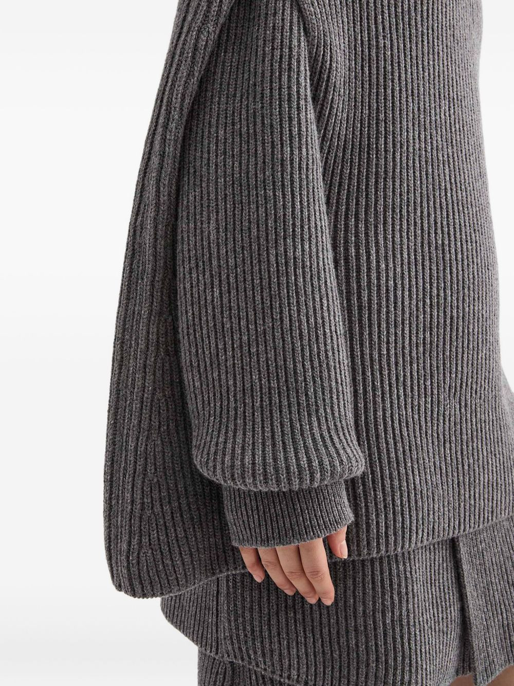 high-neck ribbed cape - 6