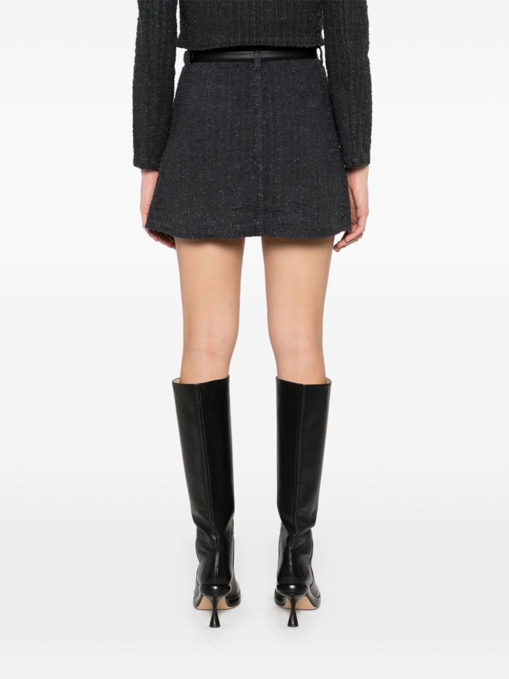 textured denim mini skirt - 4