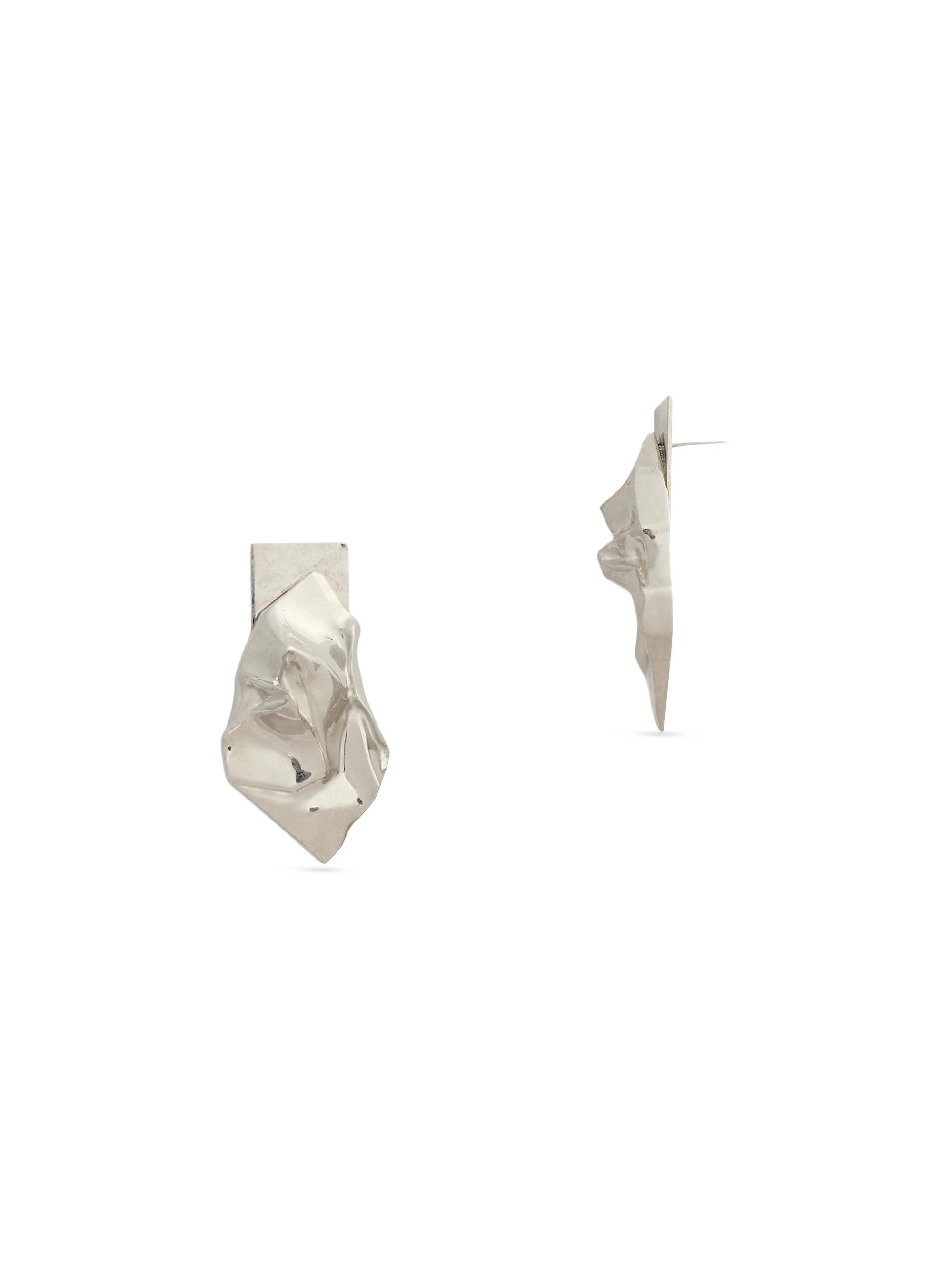 Women's Silvertone Textured Drop Earrings - Antique Silver Gold - 1