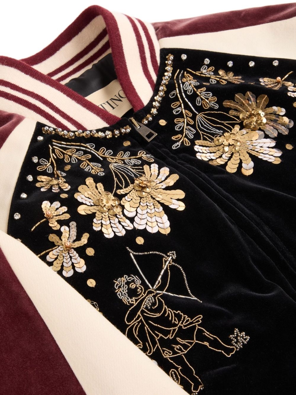 embroidered velour bomber jacket - 6