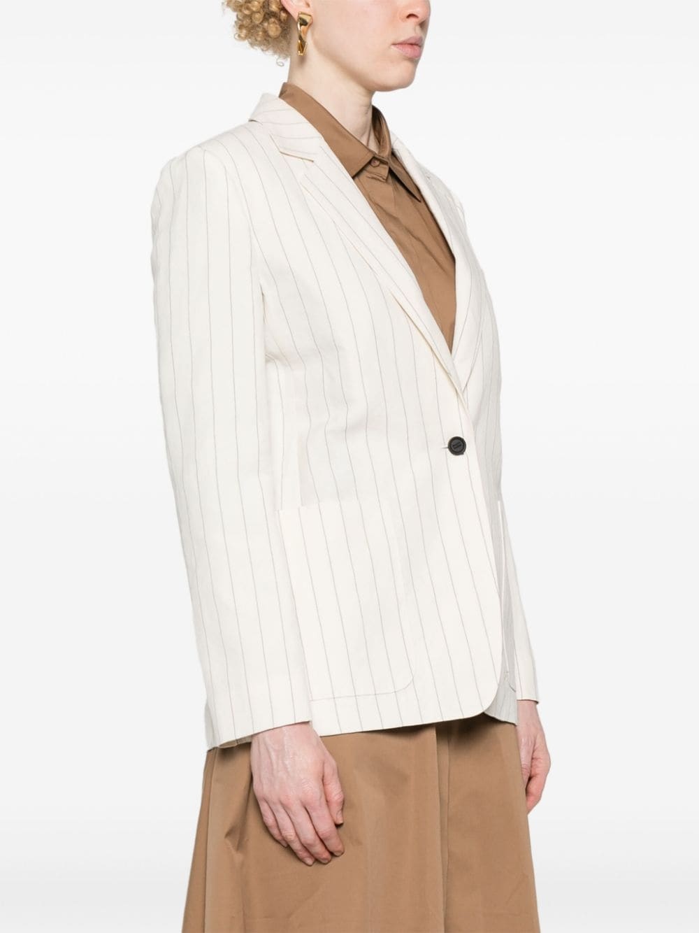 single-breasted pinstriped blazer - 3