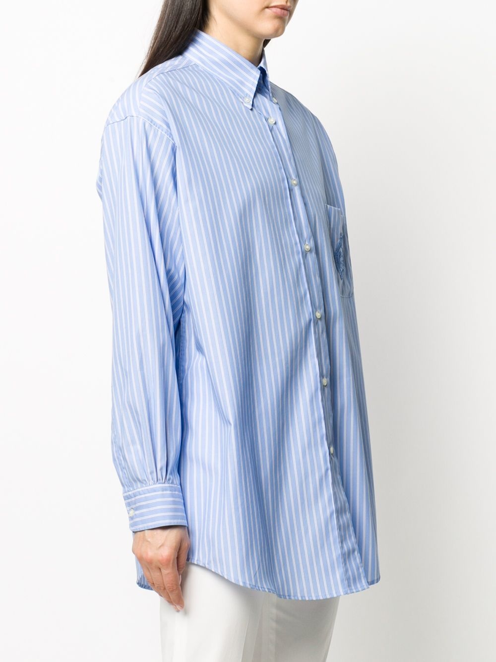 striped long-line shirt - 3