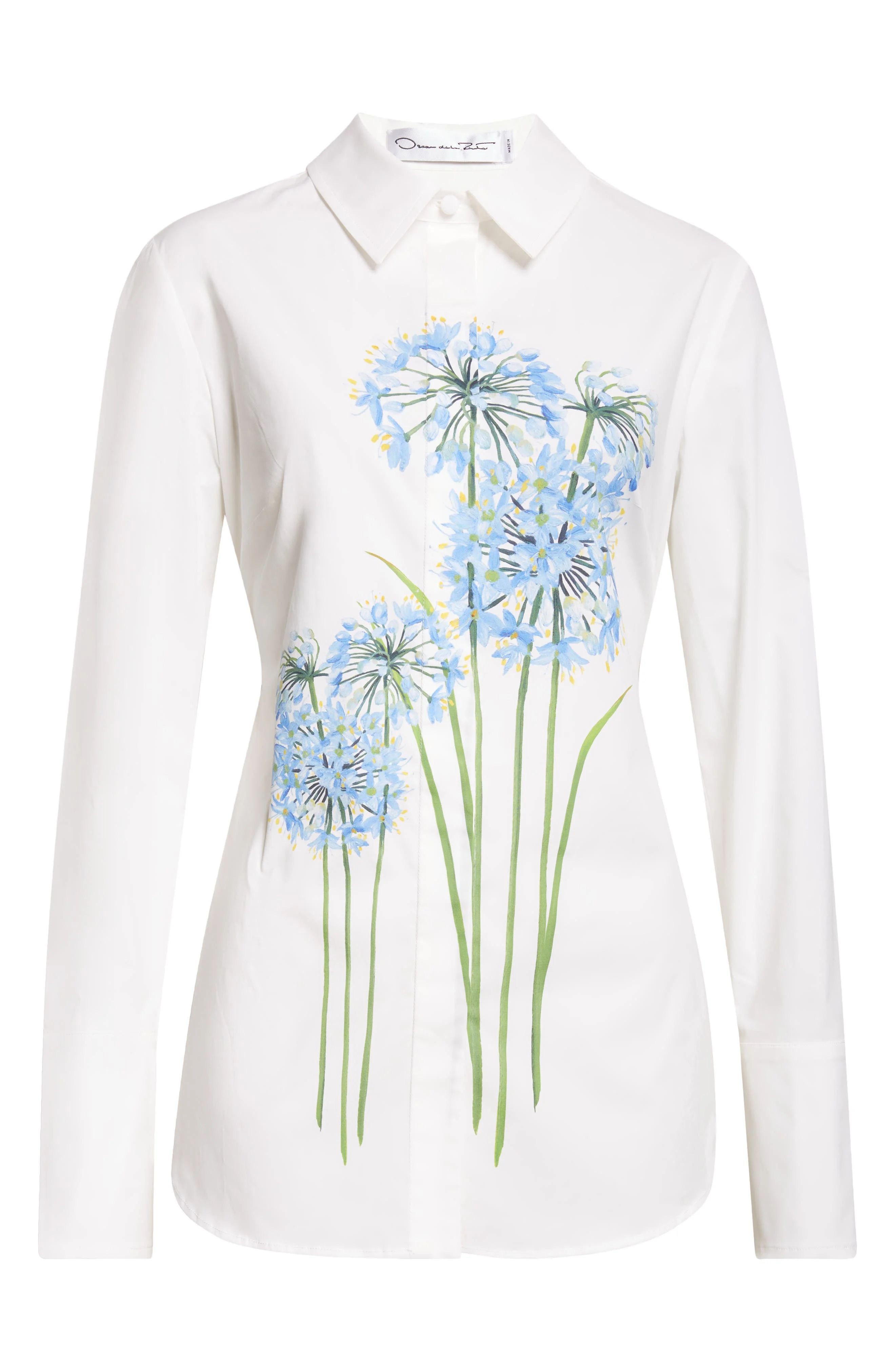Oscar de la Renta Allium Cotton Poplin Blouse in Blue/White at Nordstrom - 1