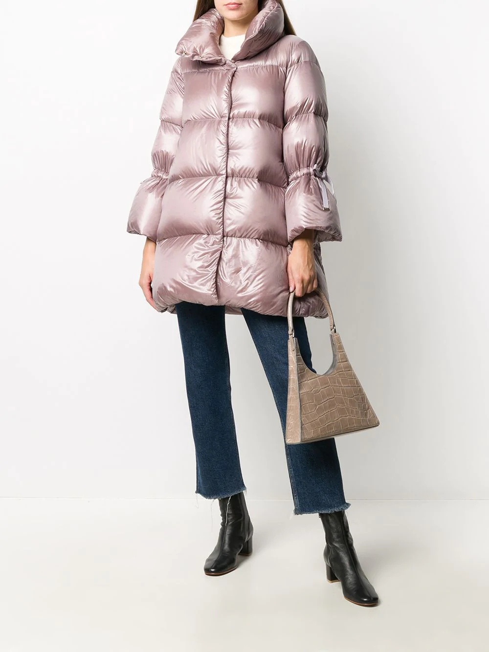 metallic A-line quilted coat - 2