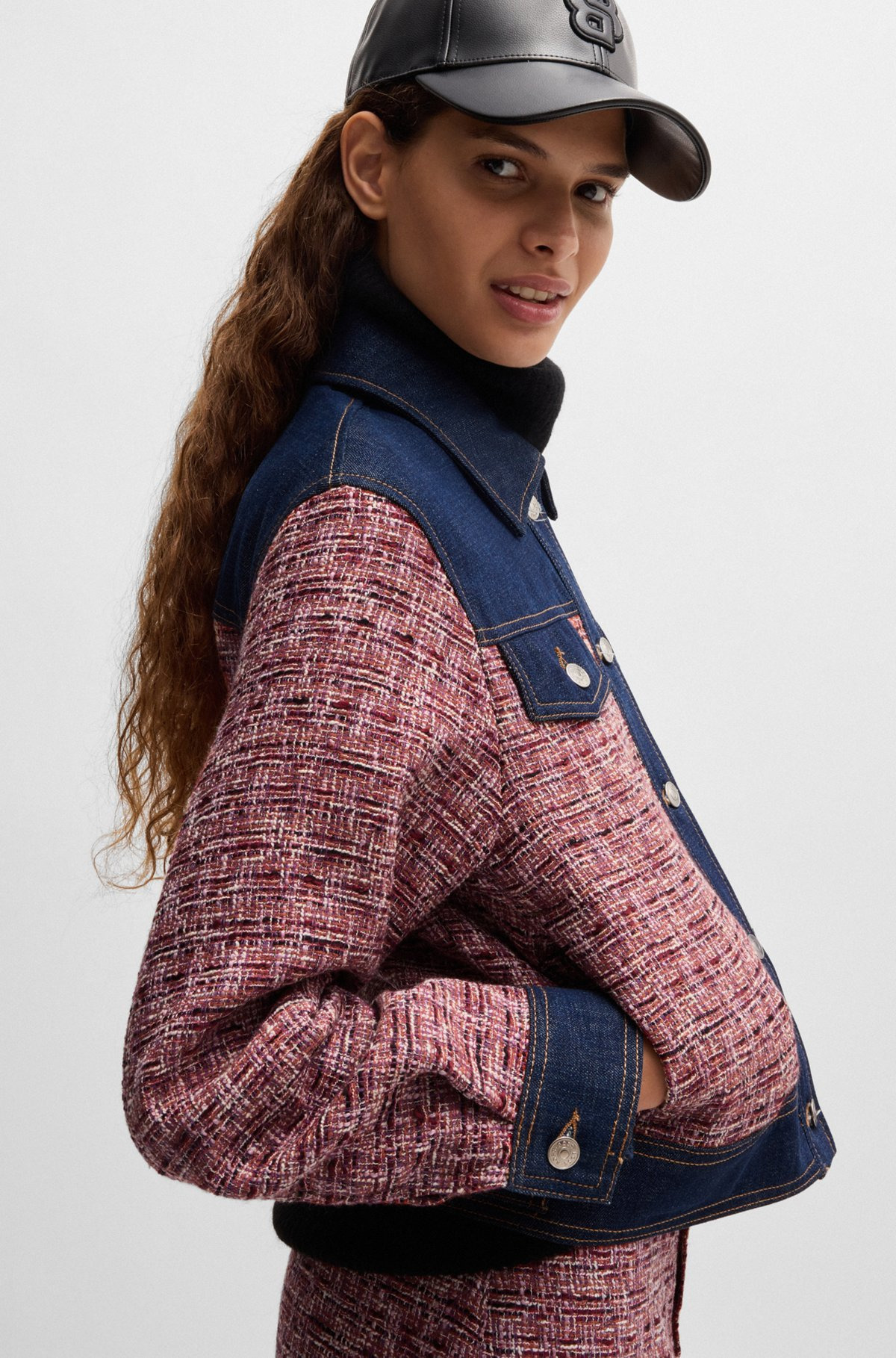 MULTICOLORED-TWEED JACKET WITH DENIM TRIMS - 6