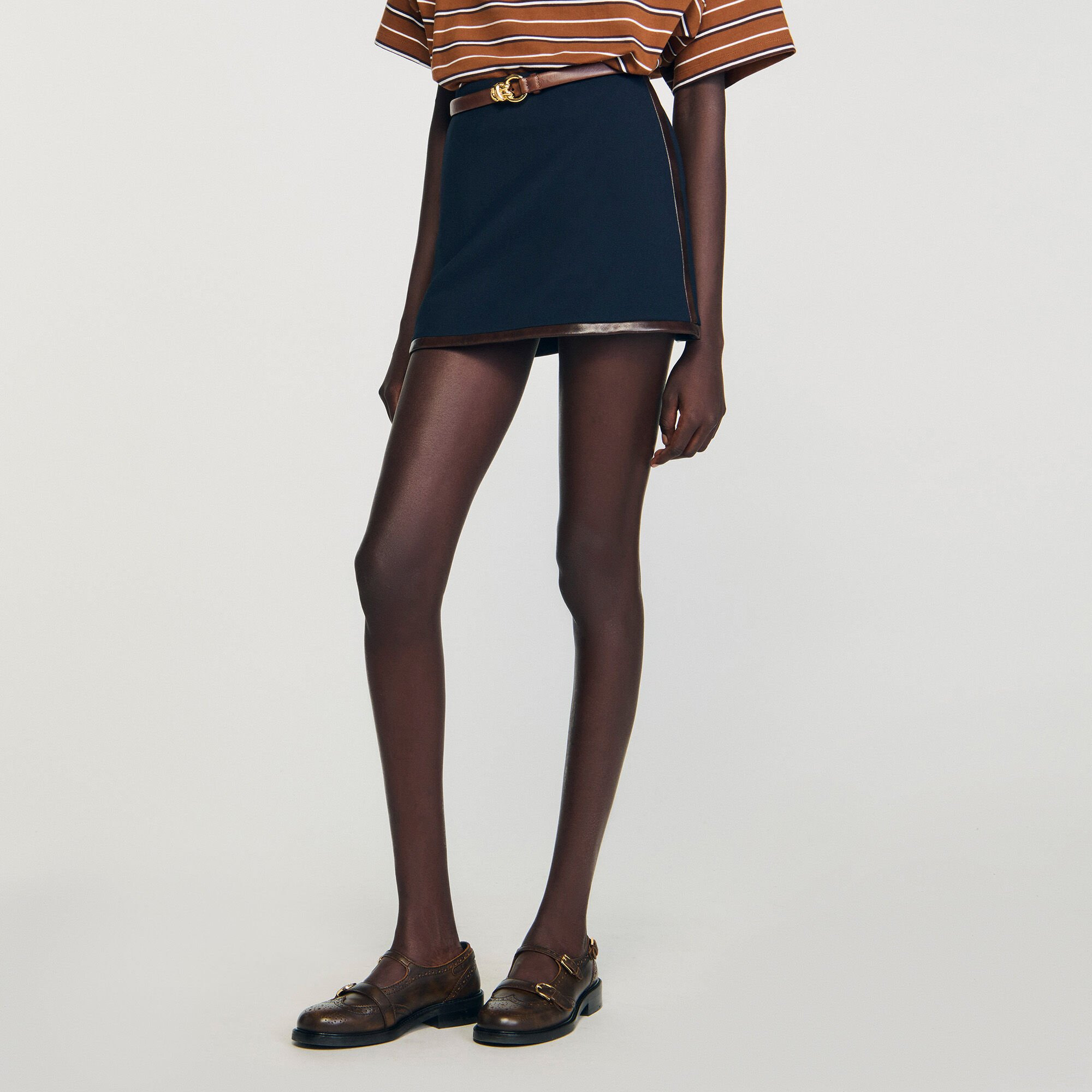 MINI SKIRT WITH LEATHER BANDS - 4