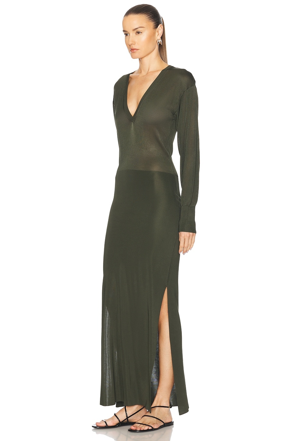 V Neck Midi Dress - 3