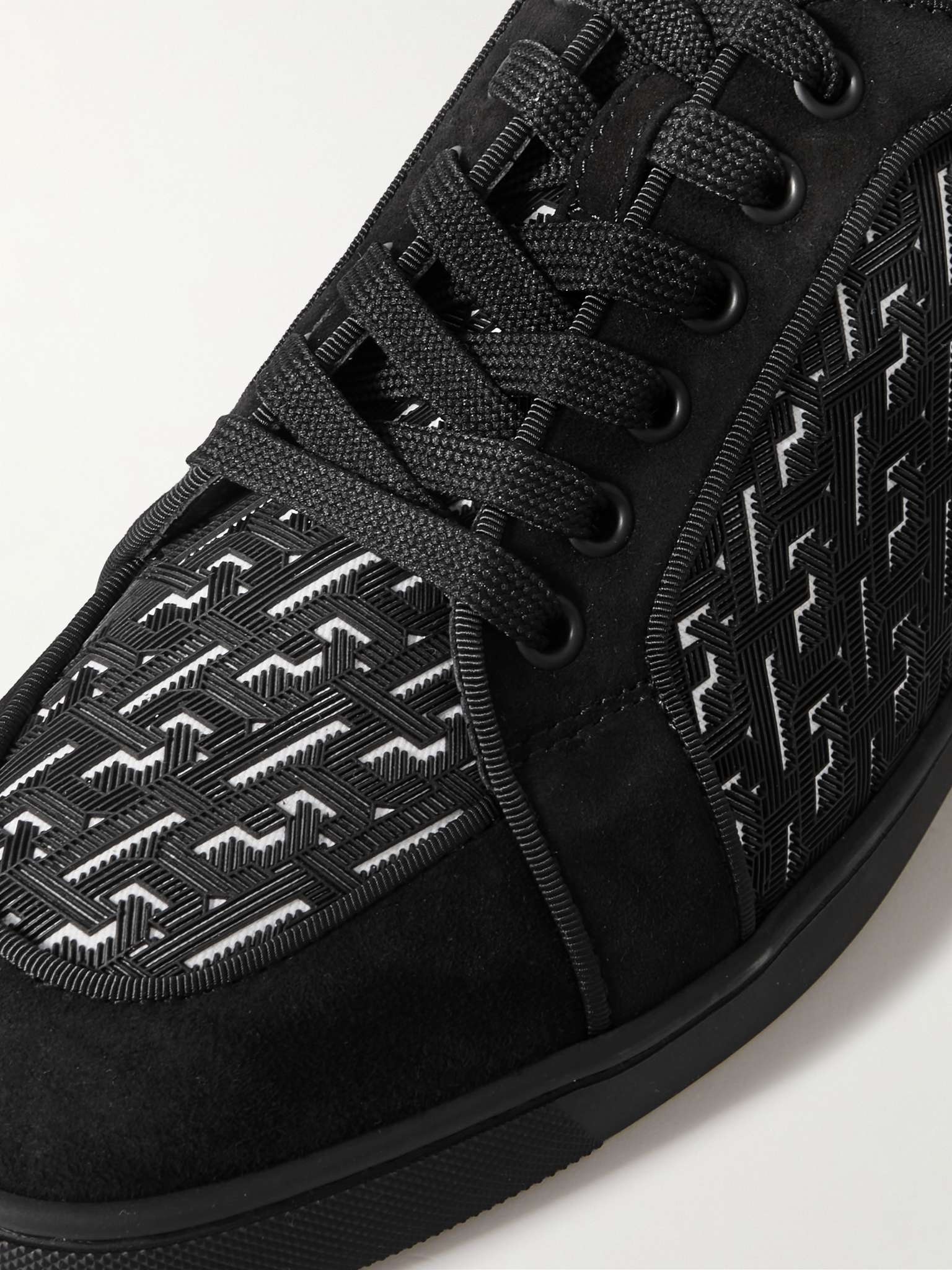 CHRISTIAN LOUBOUTIN - Louis Junior Spikes Orlato Suede and Canvas Sneakers  - Black - 40 Christian Louboutin