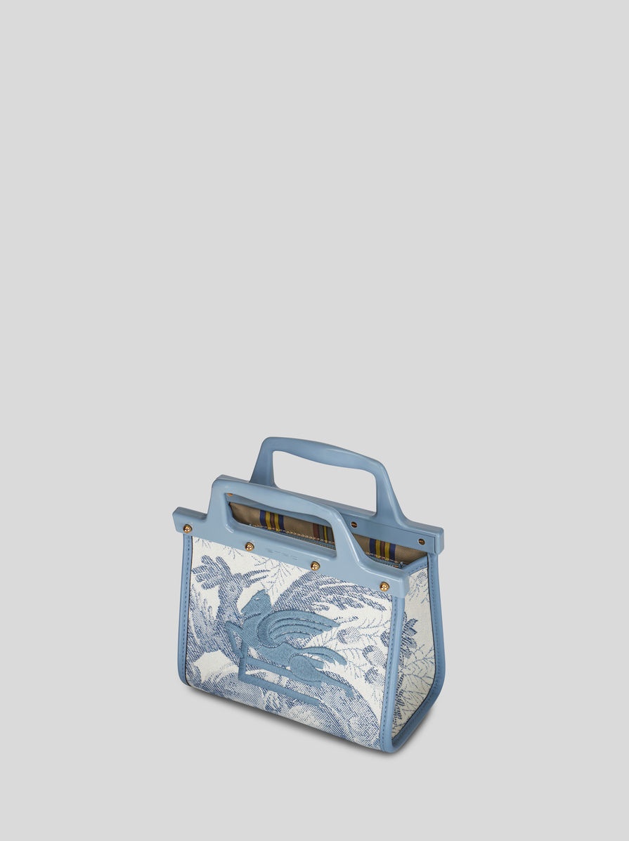 SMALL DENIM JACQUARD LOVE TROTTER BAG - 4