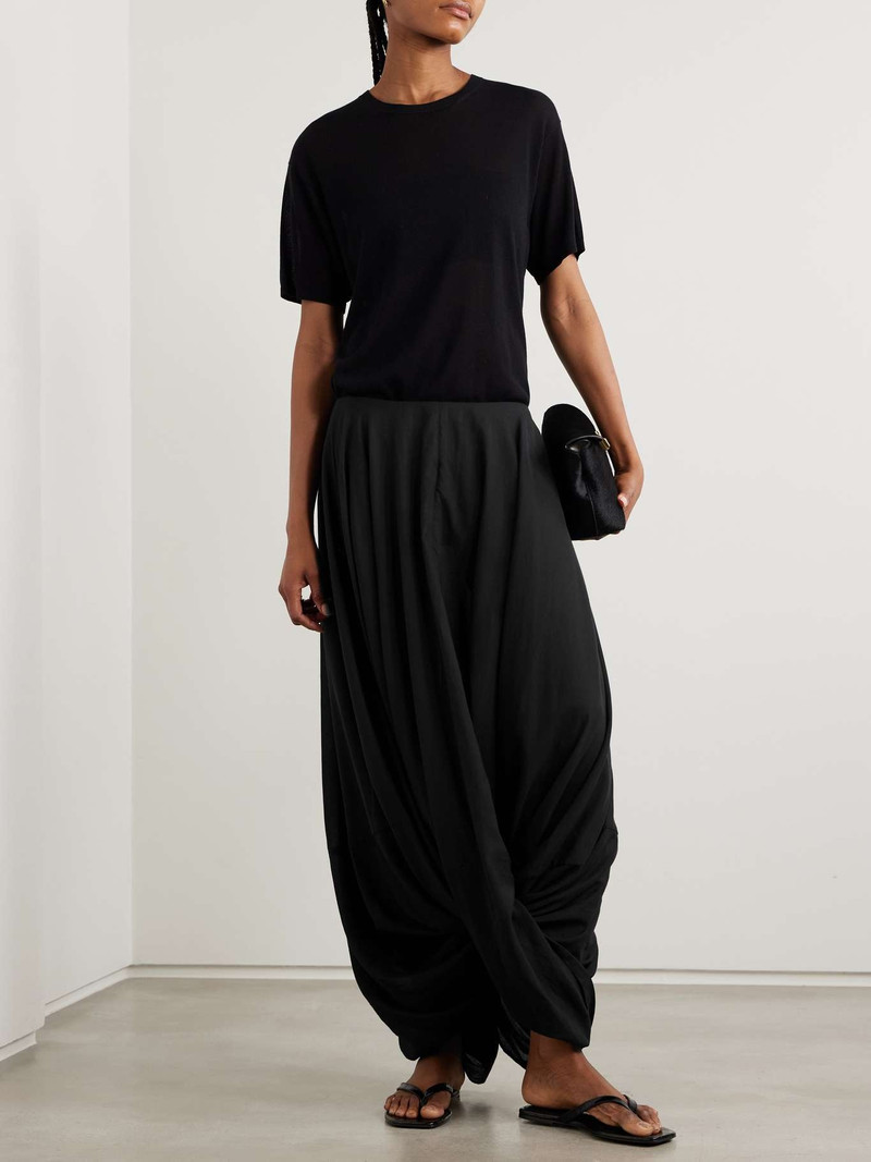 Totême Draped Lyocell and organic cotton-blend voile maxi skirt Black outlook