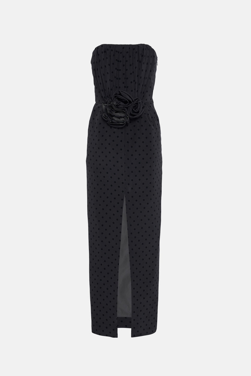 POLKA DOT PRINT SILK BUSTIER DRESS 1