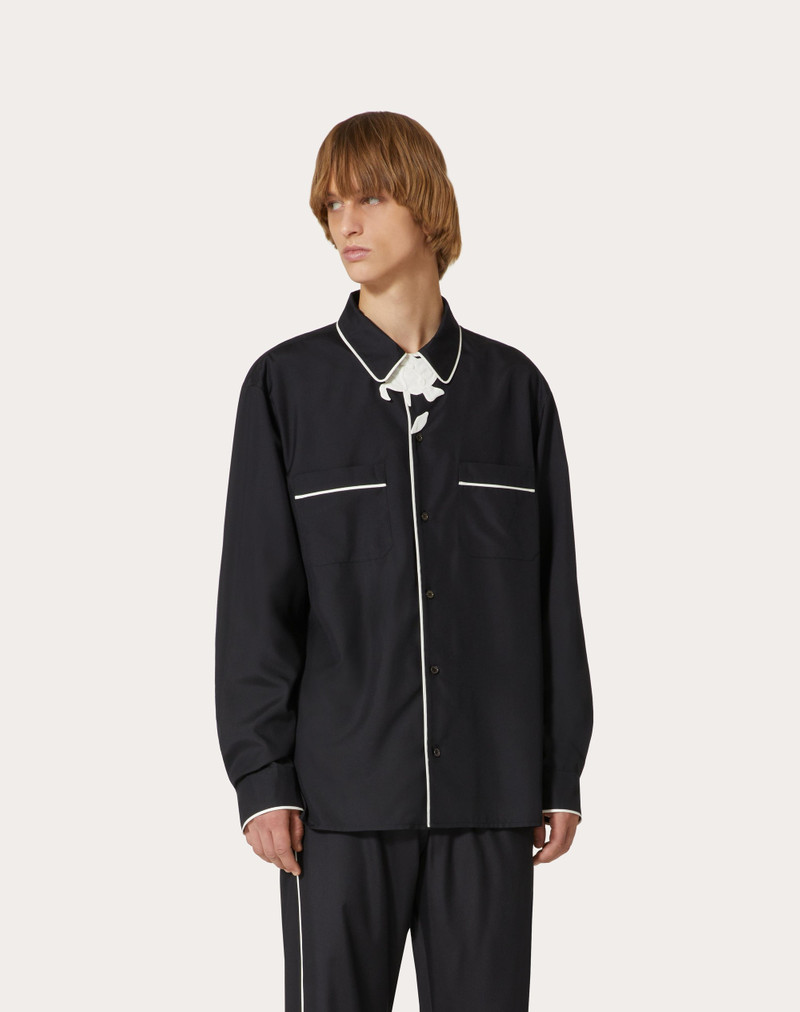 SILK POPLIN PAJAMA SHIRT WITH FLOWER EMBROIDERY 3