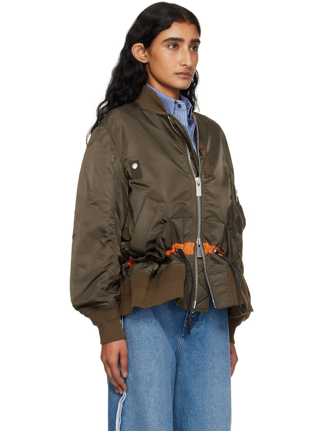 Khaki Nylon Twill Blouson Bomber Jacket - 2