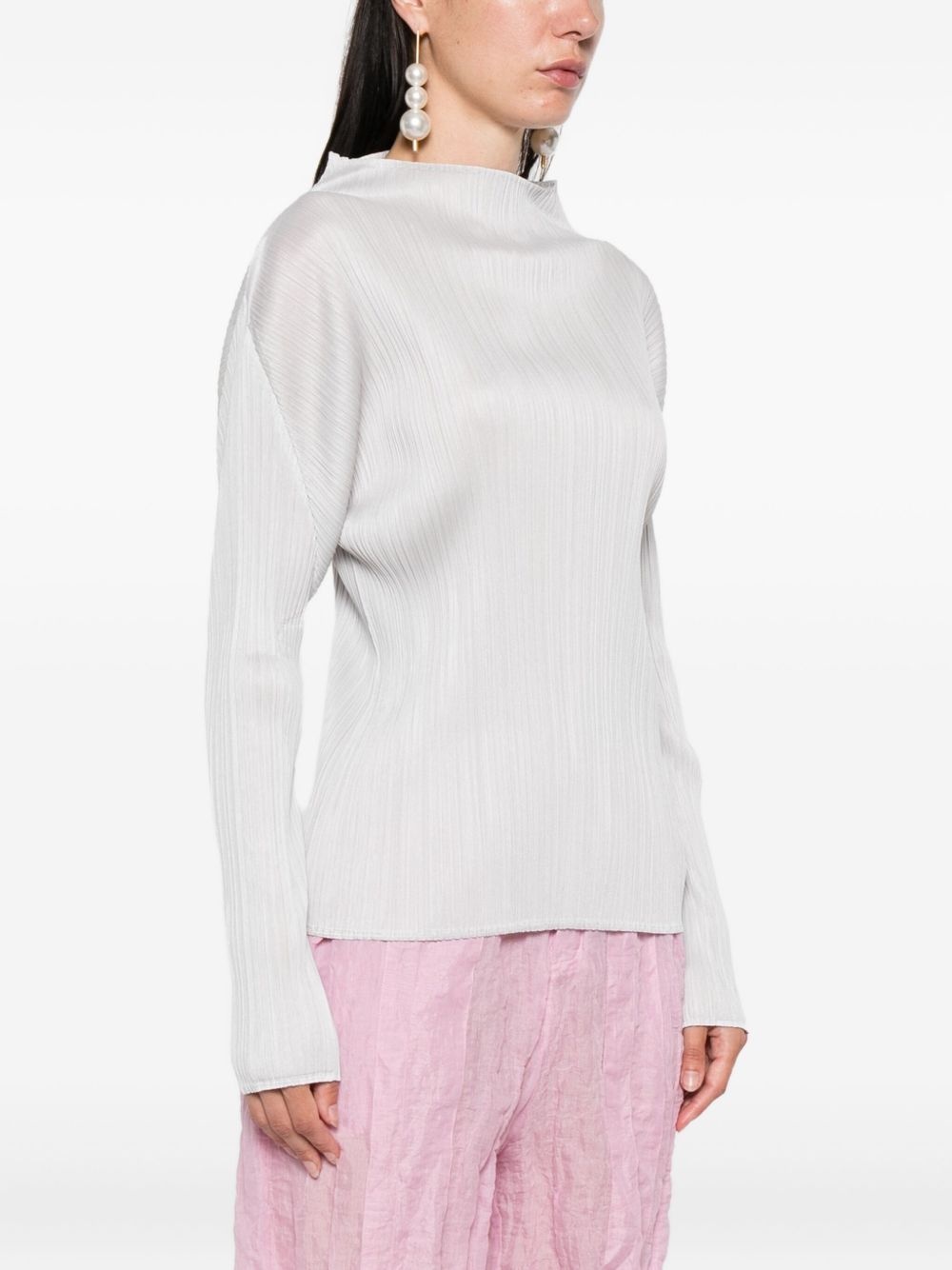 pleated mock-neck top - 3