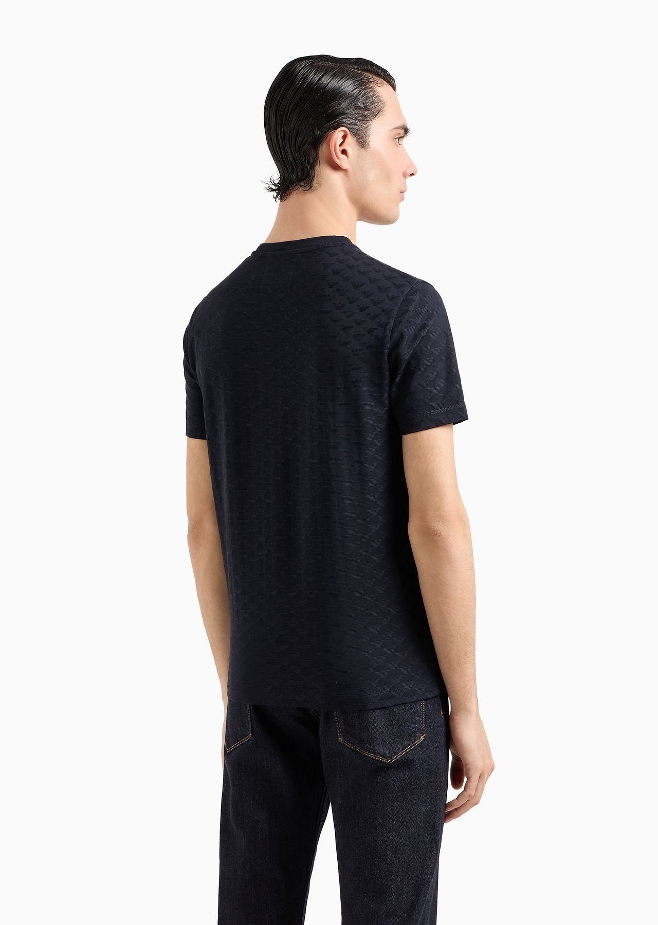 Mercerised-jersey T-shirt with all-over jacquard eagle - 3