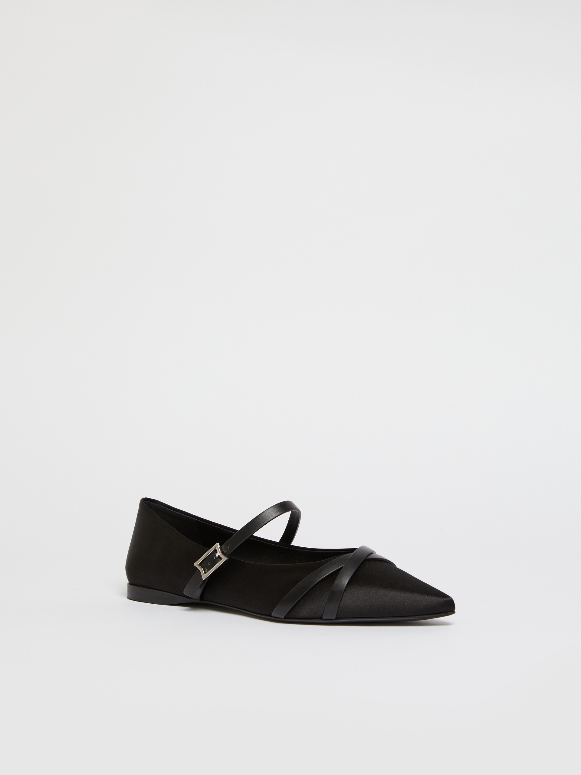 SATINFLAT Satin and leather ballerinas - 2