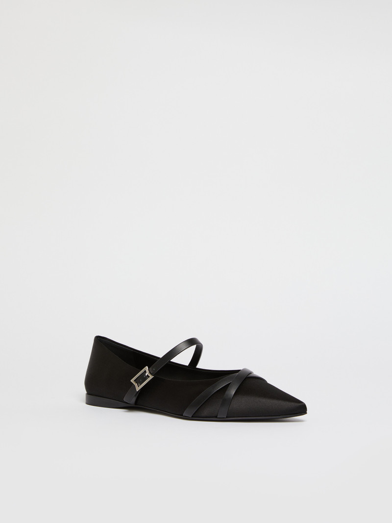 Max Mara SATINFLAT Satin and leather ballerinas outlook