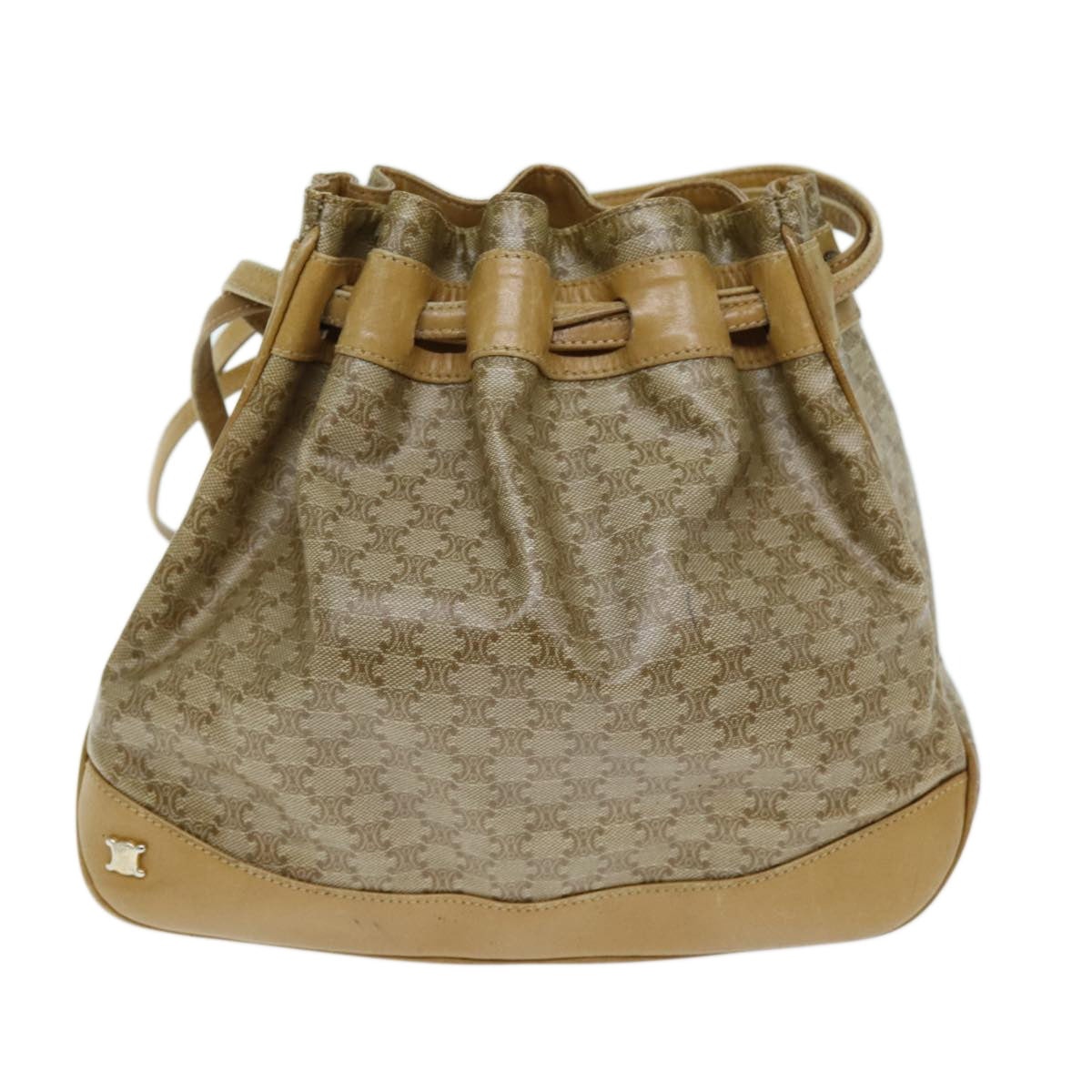 CELINE Macadam Canvas Shoulder Bag Beige - 2