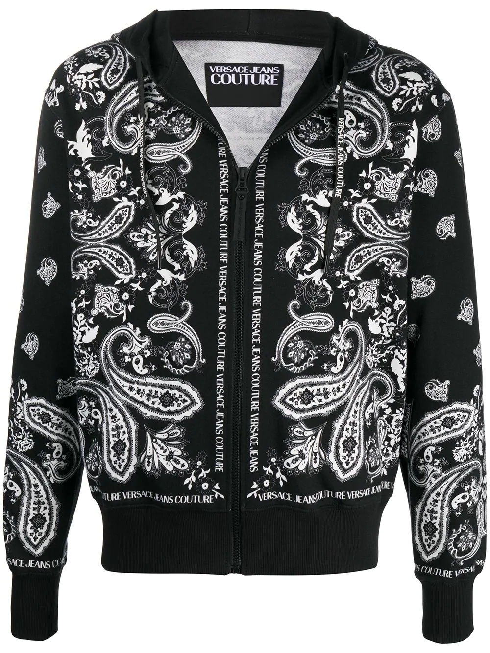 paisley print zip-front hoodie - 1