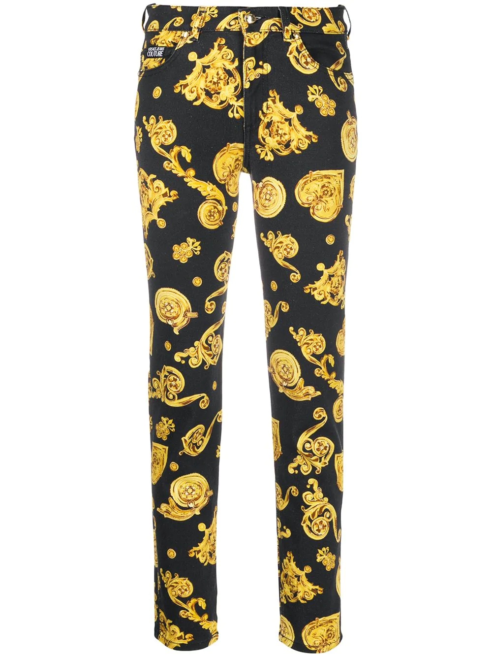 baroque-print slim-fit jeans - 1