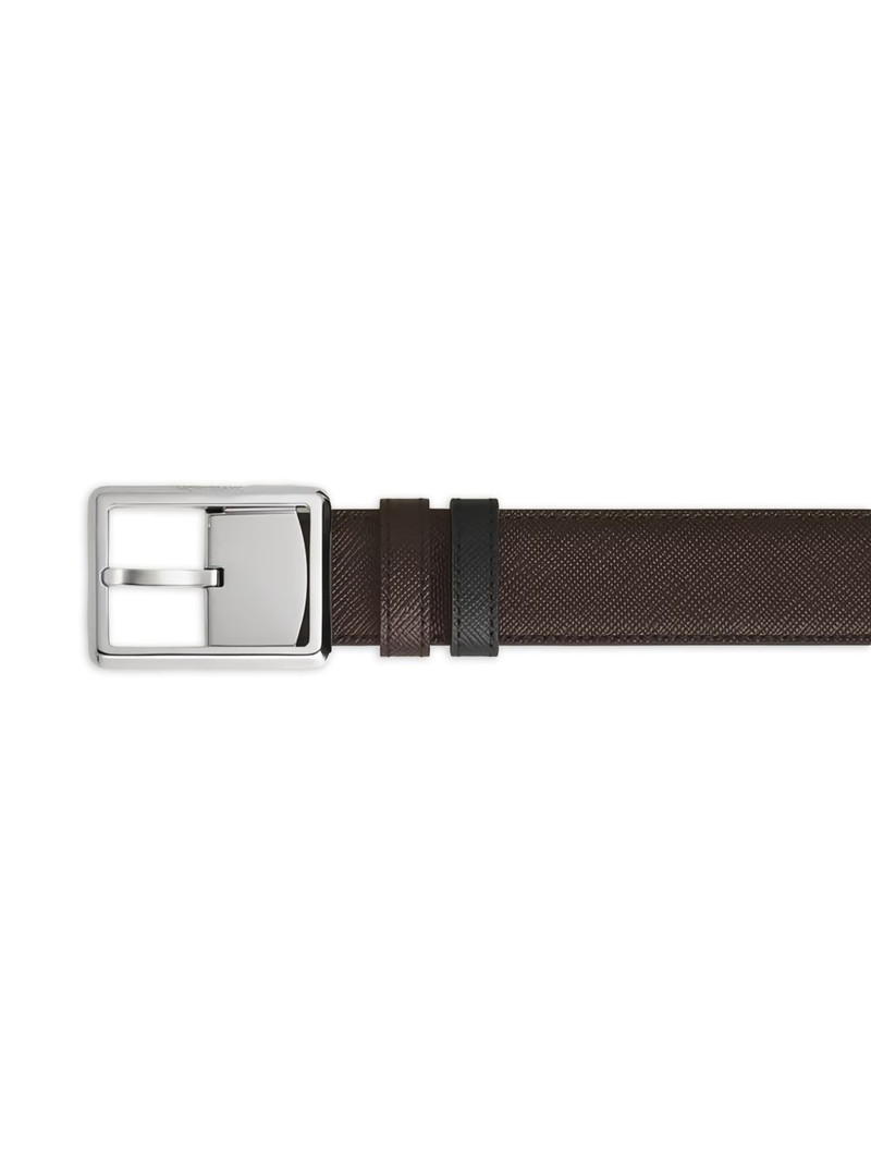 reversible square-buckle textured leather belt 3