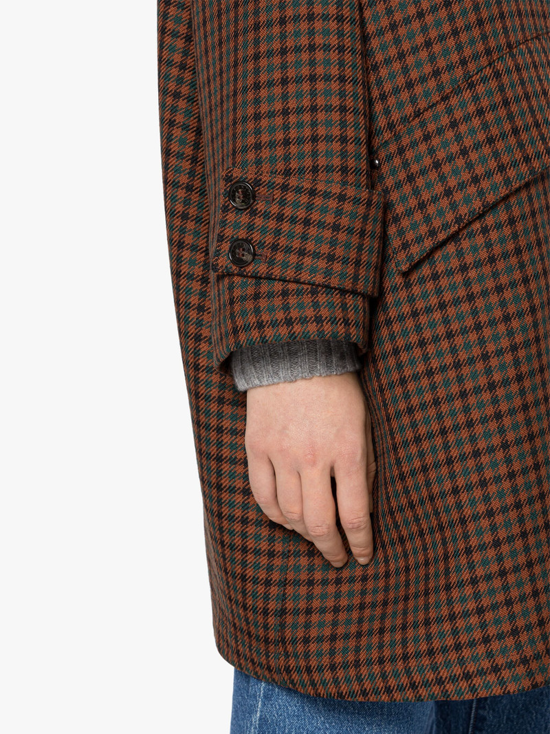 HUMBIE BROWN CHECK WOOL OVERCOAT 6