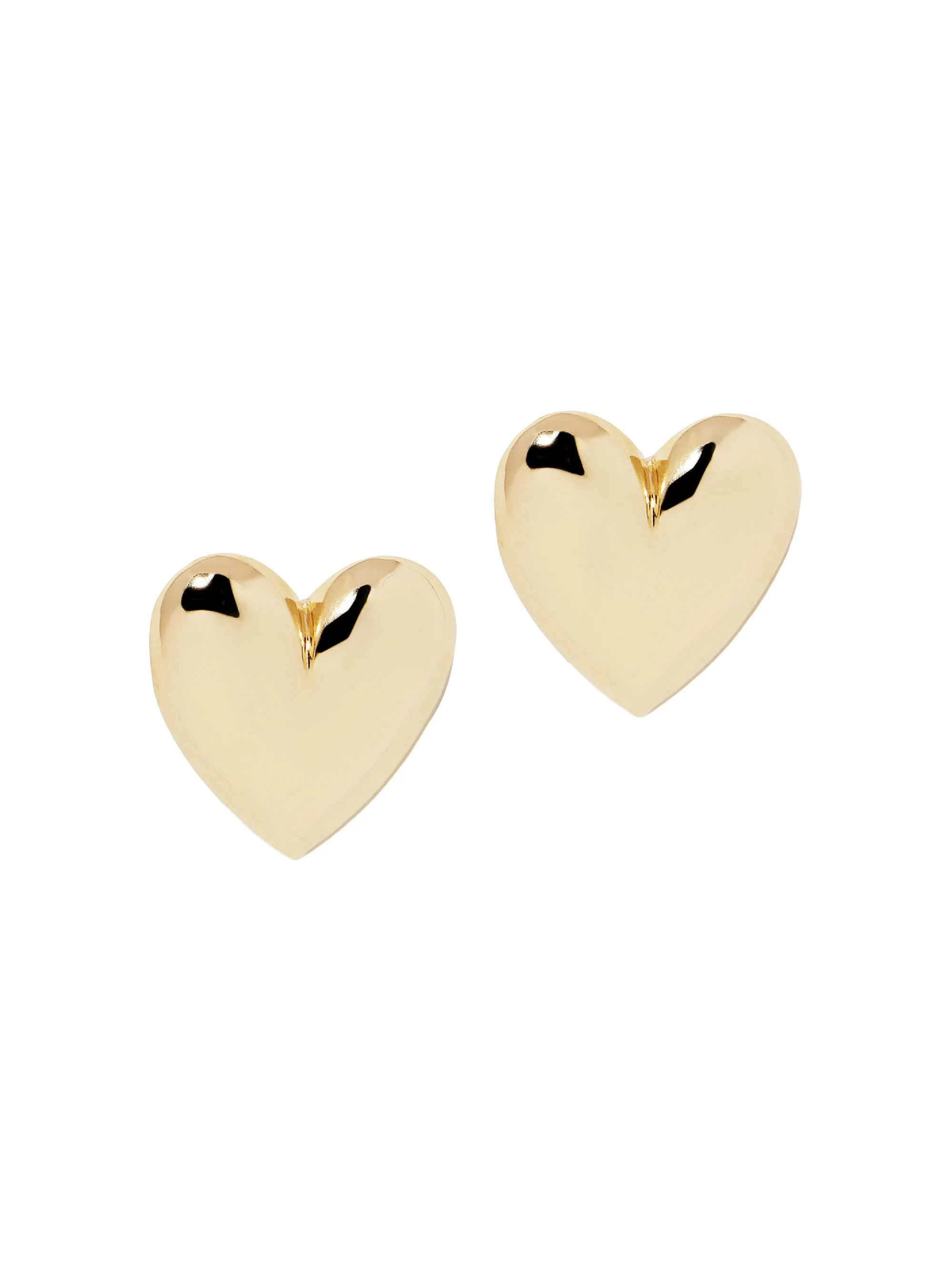 Women's Puffy Heart 10K-Gold-Plated or Silvertone Stud Earrings - Gold - 1