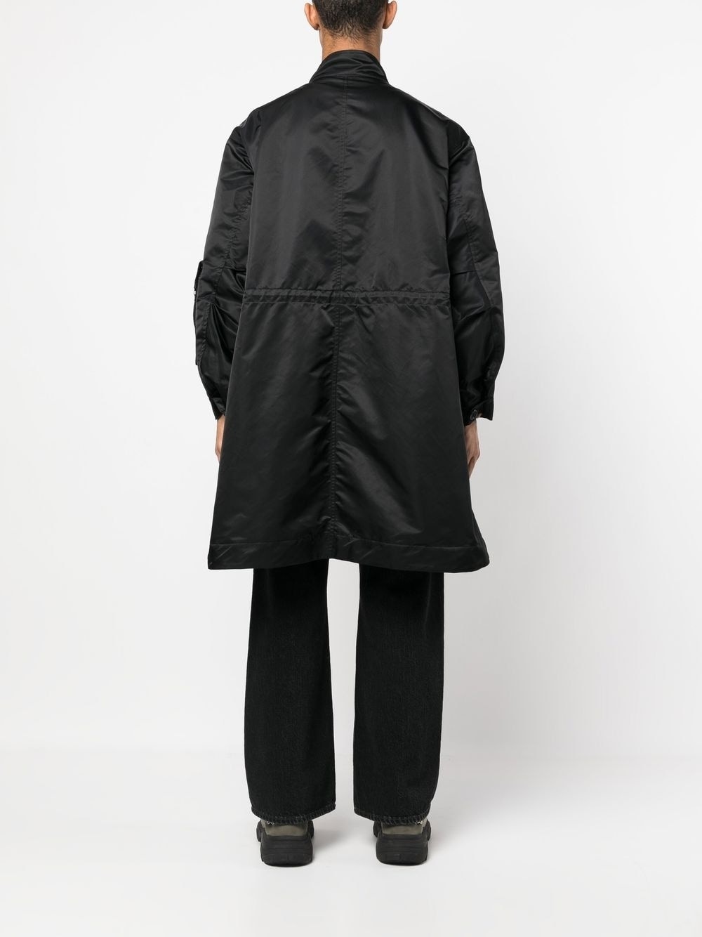 funnel neck mid-length coat - 4