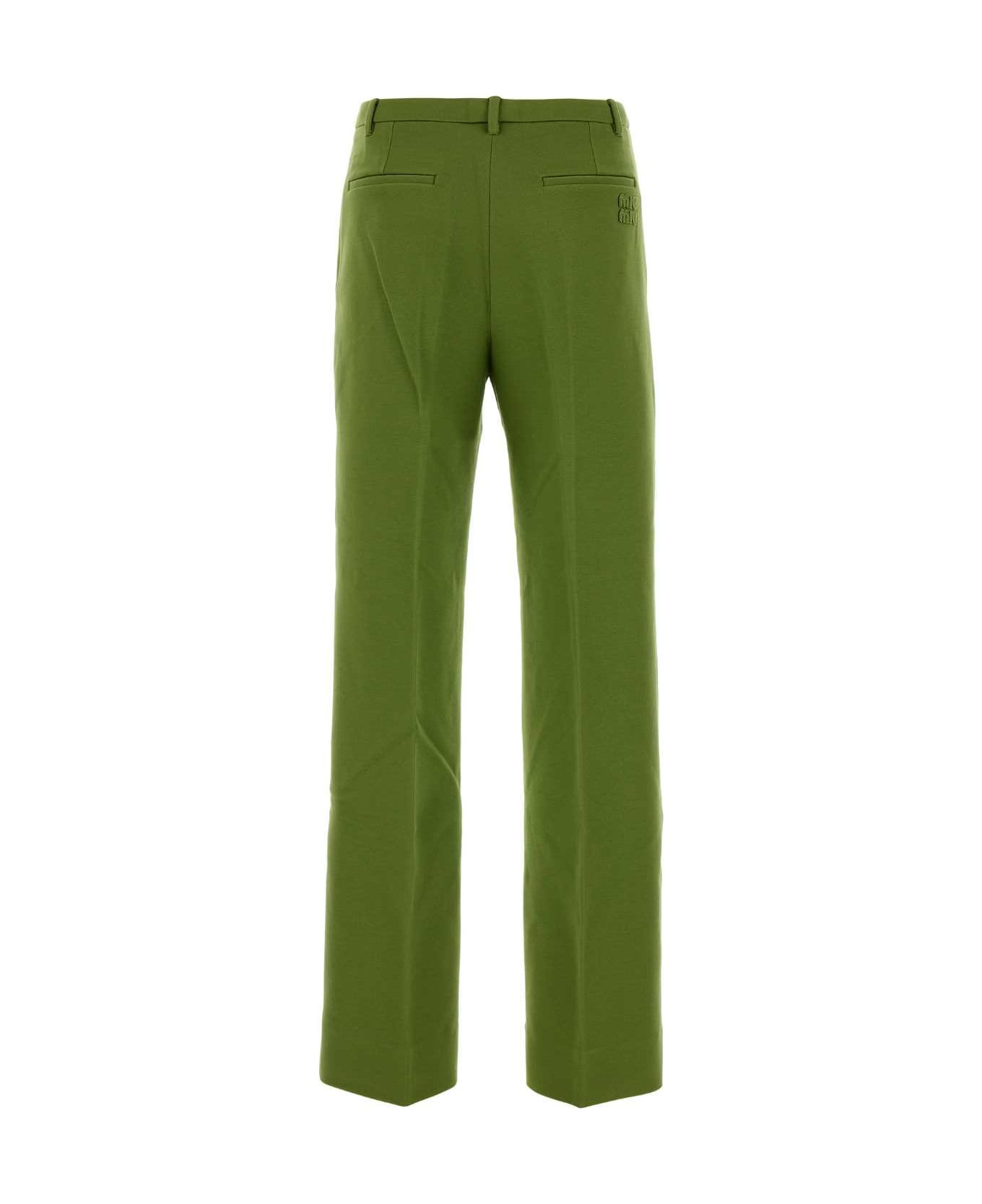 Green Stretch Viscose Blend Pant - 2