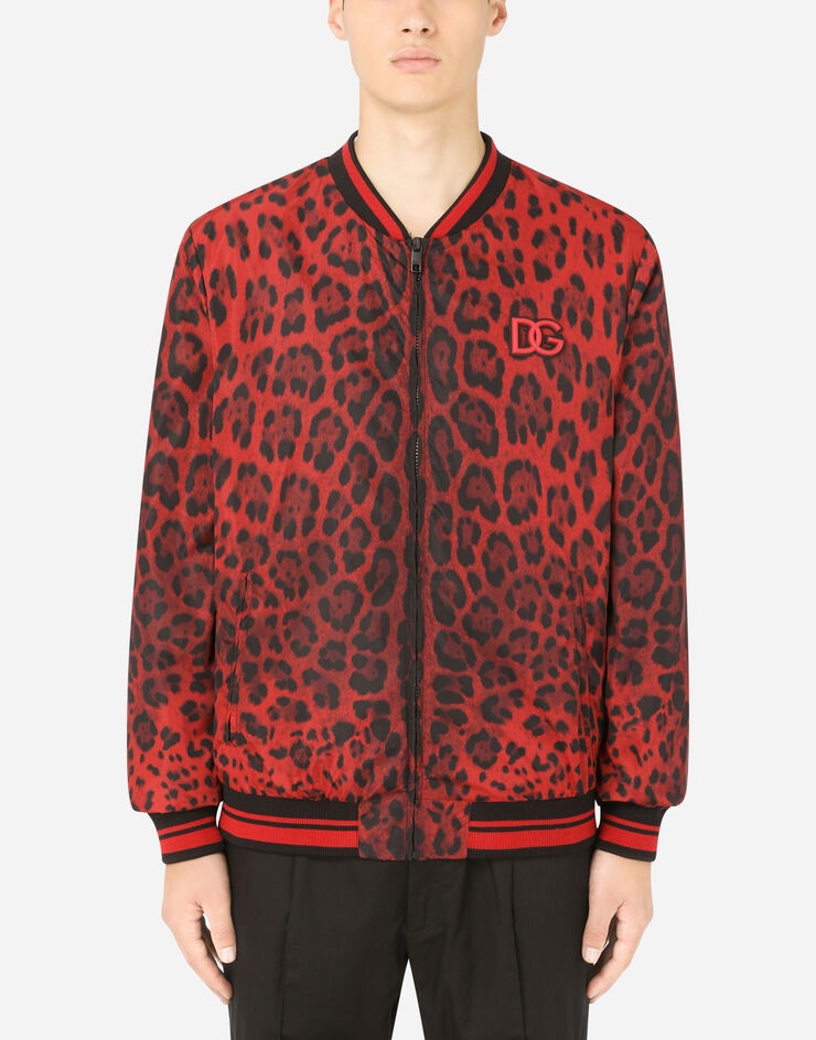 Leopard-print nylon jacket with patch - 1