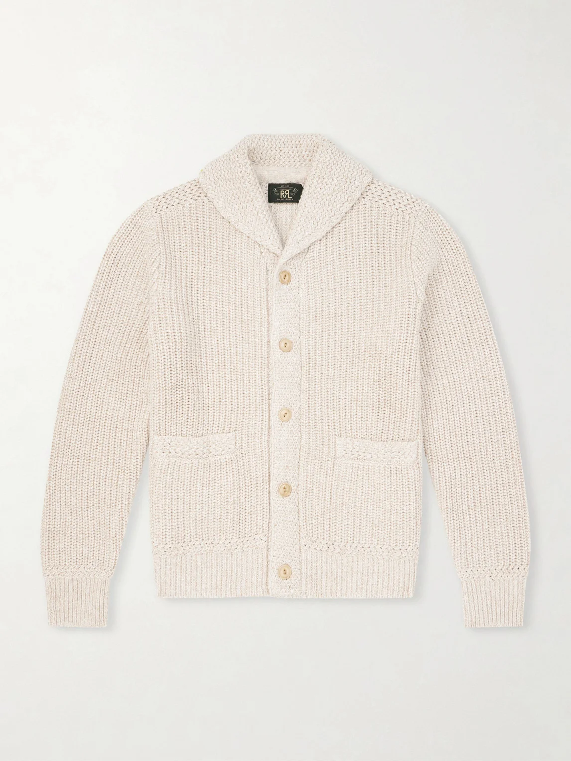 Shawl-Collar Cotton and Linen-Blend Cardigan - 1