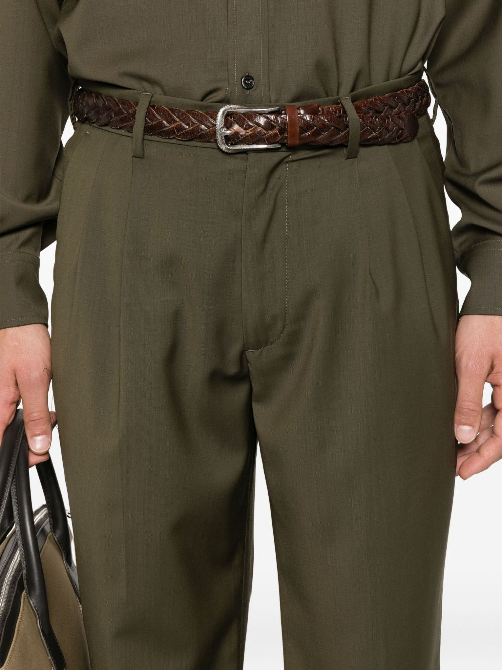 pleated-front tapered trousers - 5