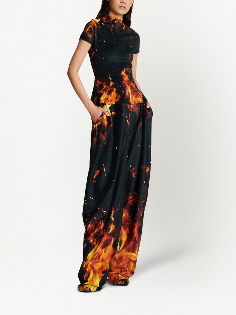 Balmain fire print velvet top outlook
