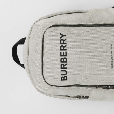 Burberry Large Logo Print Cotton Canvas Backpack outlook