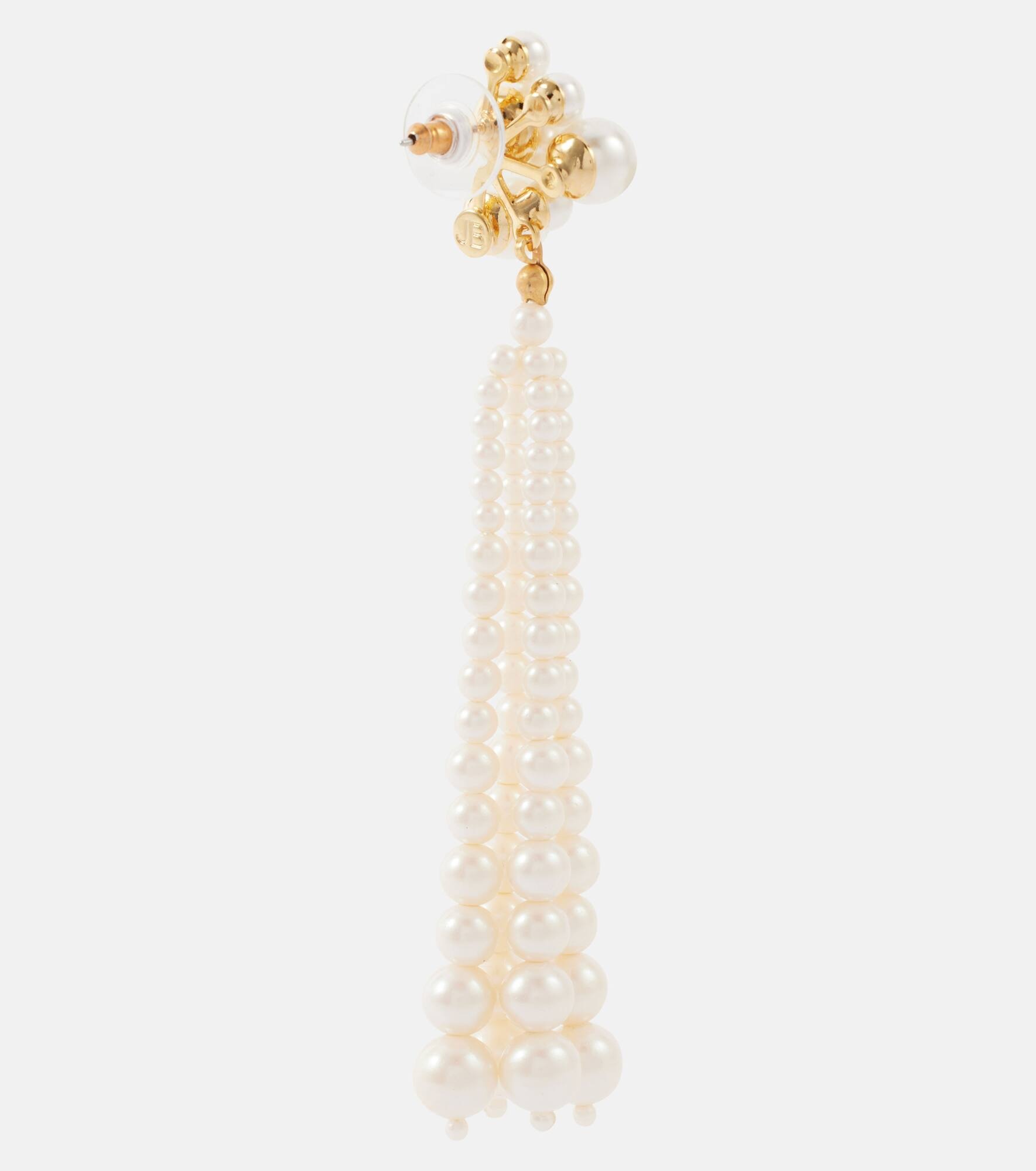 Charlena gold-plated drop earrings with pearls - 5